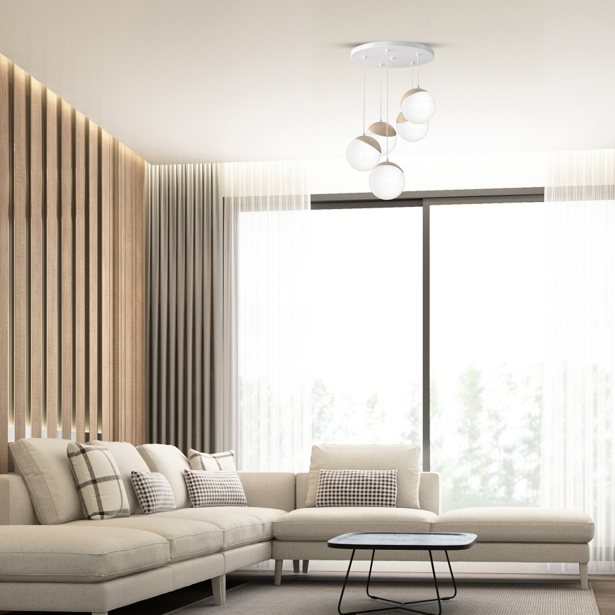 Полилей на верижка SFERA WOOD 5xE14/40W/230V