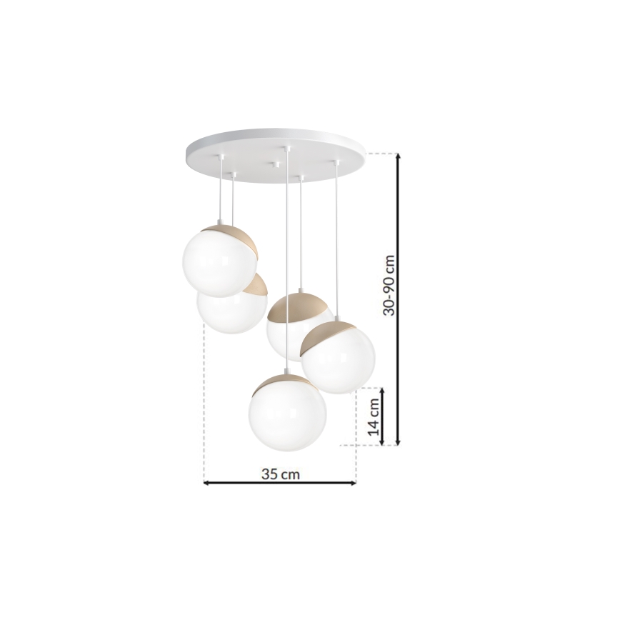 Полилей на верижка SFERA WOOD 5xE14/40W/230V