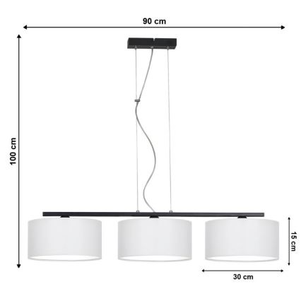 Полилей на въже ASTRA 3xE27/60W/230V бяла