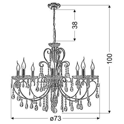 Полилей на въже AURORA 8xE14/40W/230V