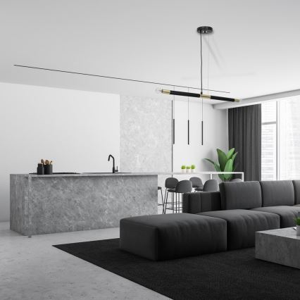 Полилей на въже BASTONE 2xE14/40W/230V черна/златна