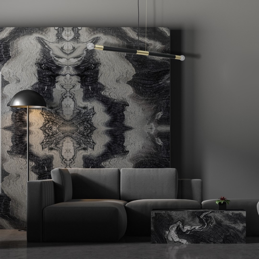 Полилей на въже BASTONE 2xE14/40W/230V черна/златна