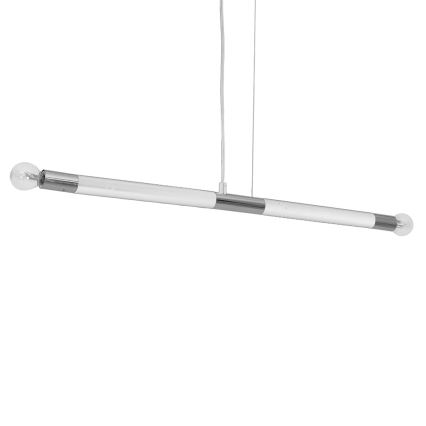 Полилей на въже BASTONE WHITE 2xE14/40W/230V бяла/лъскав хром