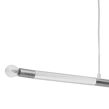 Полилей на въже BASTONE WHITE 2xE14/40W/230V бяла/лъскав хром