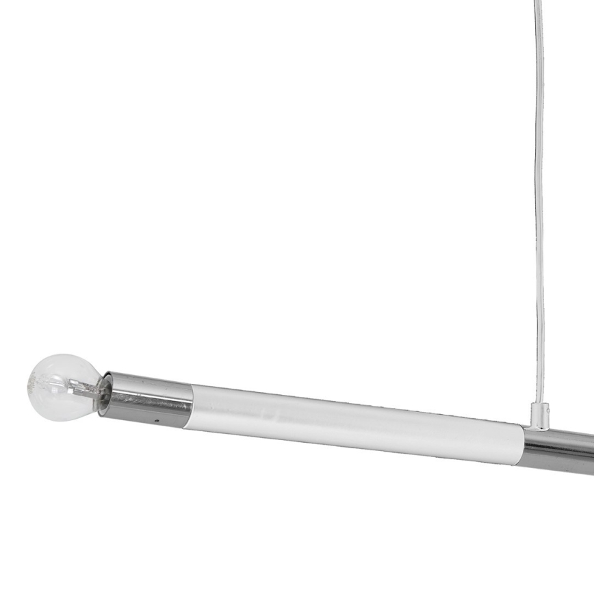 Полилей на въже BASTONE WHITE 2xE14/40W/230V бяла/лъскав хром