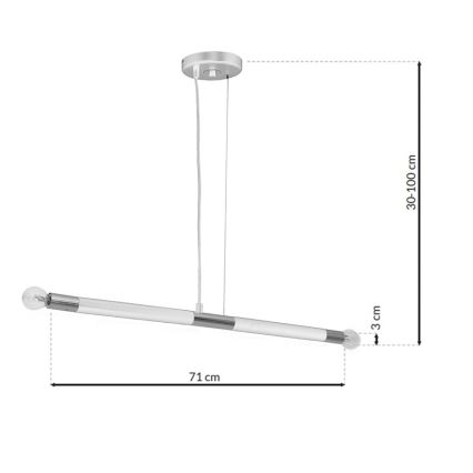 Полилей на въже BASTONE WHITE 2xE14/40W/230V бяла/лъскав хром