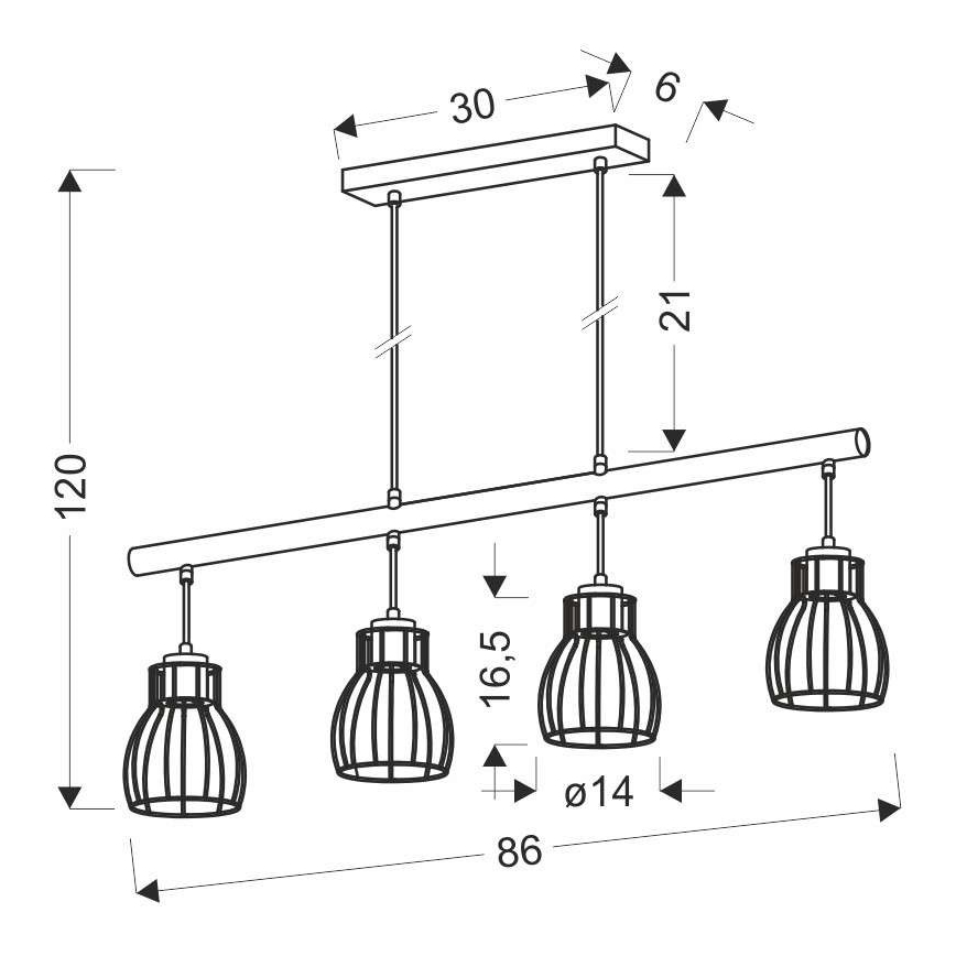 Полилей на въже BERNITA 4xE27/60W/230V