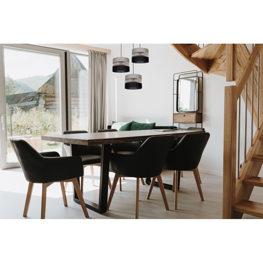 Полилей на въже CORAL 3xE27/60W/230V черно-сива