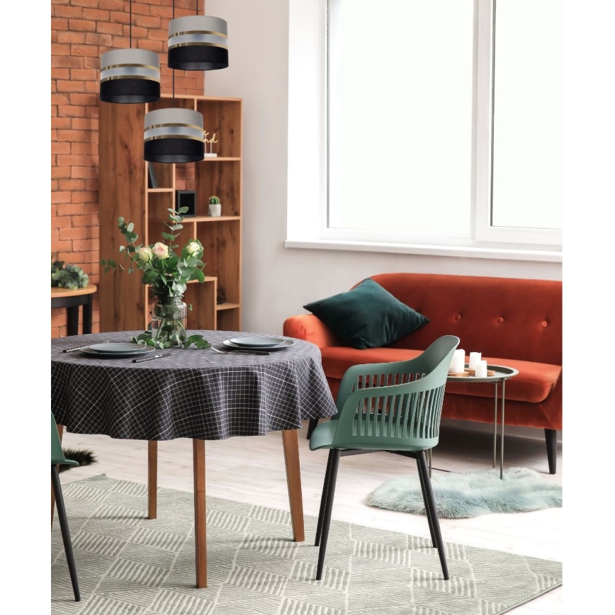 Полилей на въже CORAL 3xE27/60W/230V черно-сива