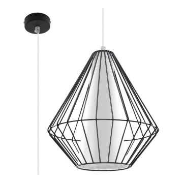 Полилей на въже DEMI 1xE27/60W/230V черна/бяла
