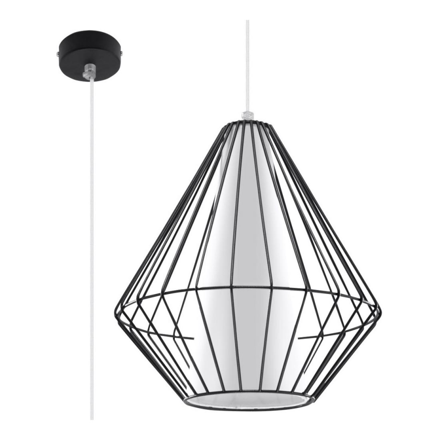 Полилей на въже DEMI 1xE27/60W/230V черна/бяла