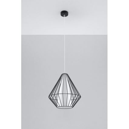 Полилей на въже DEMI 1xE27/60W/230V черна/бяла