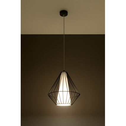 Полилей на въже DEMI 1xE27/60W/230V черна/бяла