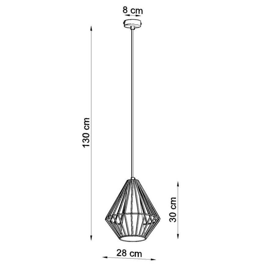 Полилей на въже DEMI 1xE27/60W/230V черна/бяла