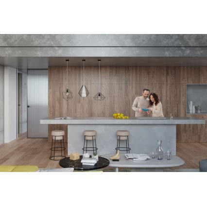 Полилей на въже DEMI 1xE27/60W/230V черна/бяла