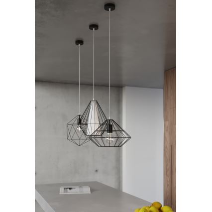 Полилей на въже DEMI 1xE27/60W/230V черна/бяла