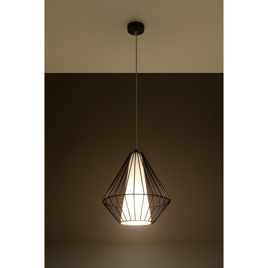 Полилей на въже DEMI 1xE27/60W/230V черна/бяла