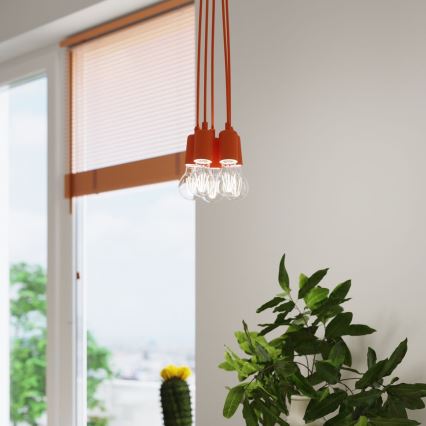 Полилей на въже DIEGO 3xE27/60W/230V оранжева