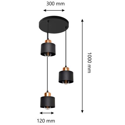 Полилей на въже EDISON 3xE27/15W/230V