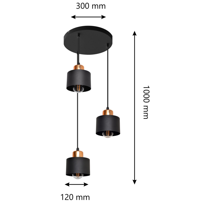 Полилей на въже EDISON 3xE27/15W/230V