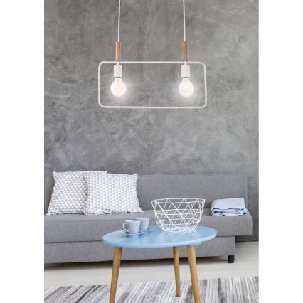 Полилей на въже FRAME 2xE27/60W/230V бяла
