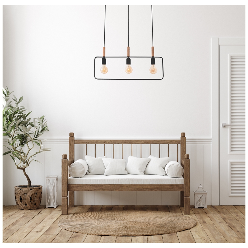 Полилей на въже FRAME 3xE27/60W/230V черна