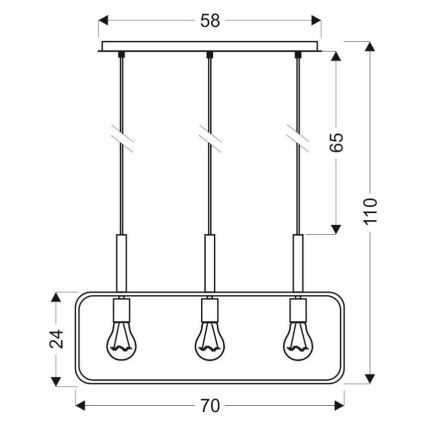 Полилей на въже FRAME 3xE27/60W/230V черна