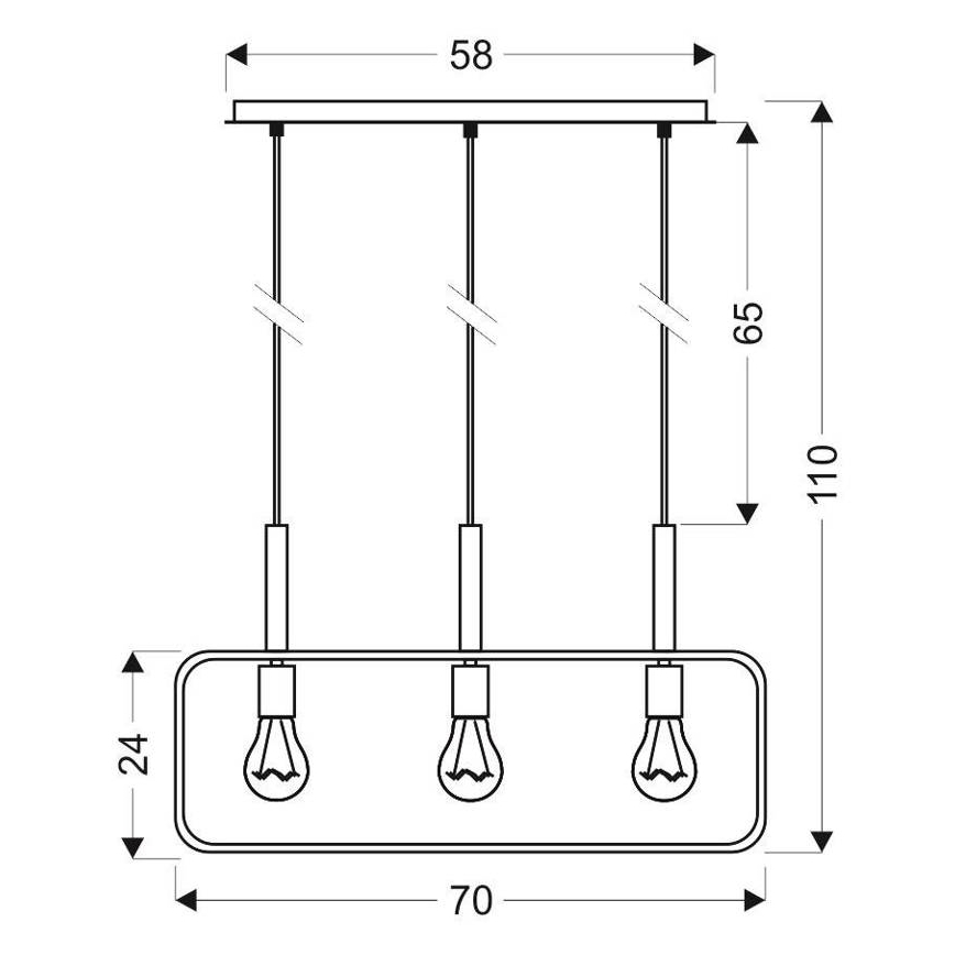 Полилей на въже FRAME 3xE27/60W/230V черна