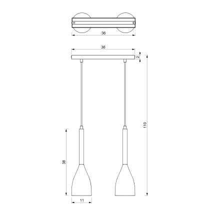 Полилей на въже MUZA 2xE27/60W/230V