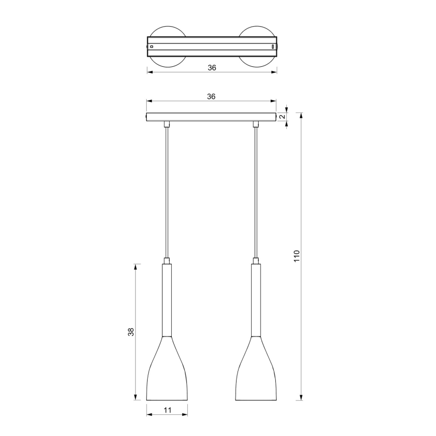 Полилей на въже MUZA 2xE27/60W/230V