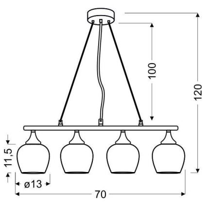 Полилей на въже SIRIUS 4xE27/60W/230V