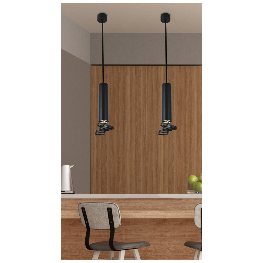 Полилей на въже TUBA 1xGU10/50W/230V черна