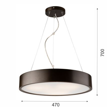 Полилей на кабел 3xE27/60W/230V ? 47 см борова дървесина