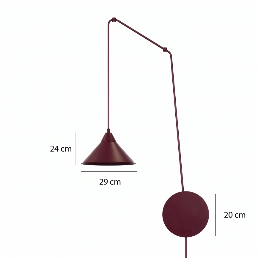 Полилей на кабел ABRAMO 1xE27/15W/230V червен