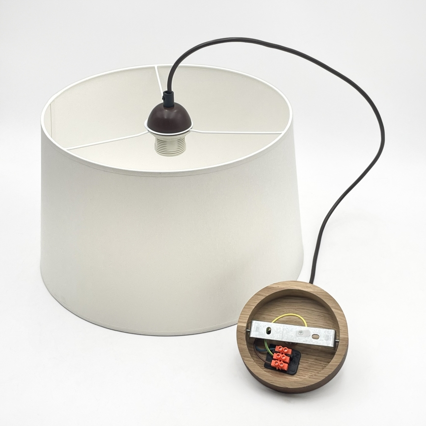 Полилей на кабел AIDA 1xE27/60W/230V диам. 35 cm дъб/орех/бял