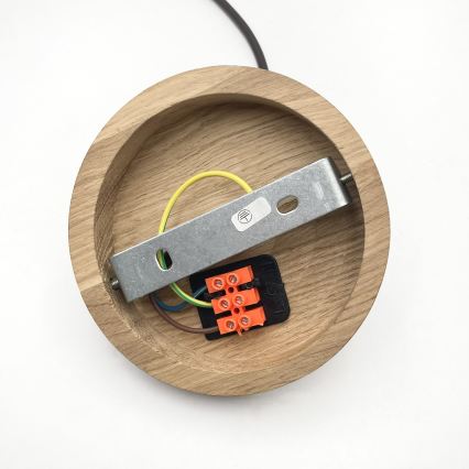 Полилей на кабел AIDA 1xE27/60W/230V диам. 35 cm дъб/орех/бял