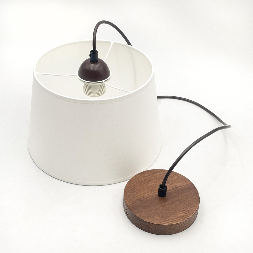 Полилей на кабел AIDA 1xE27/60W/230V диаметър 25 cm дъб/орех/бял