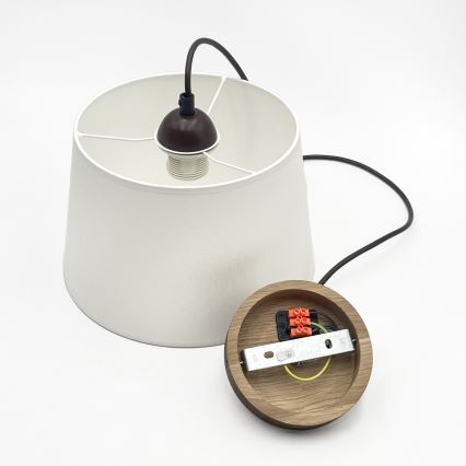 Полилей на кабел AIDA 1xE27/60W/230V диаметър 25 cm дъб/орех/бял