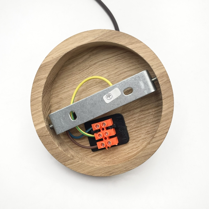 Полилей на кабел AIDA 1xE27/60W/230V диаметър 25 cm дъб/орех/бял