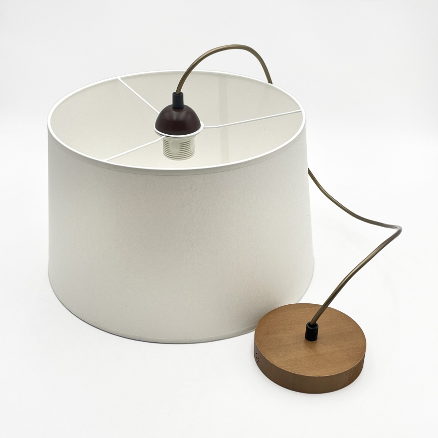 Полилей на кабел AIDA, 1xE27/60W/230V, Ø 35 cm, дъб/кафяв/бял