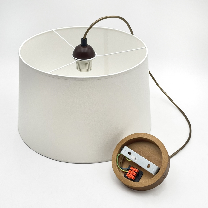 Полилей на кабел AIDA, 1xE27/60W/230V, Ø 35 cm, дъб/кафяв/бял