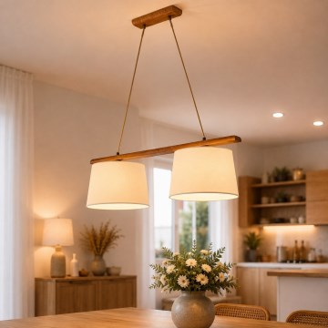 Полилей на кабел AIDA, 2xE27/15W/230V, Ø 35 см, дъб/кремав