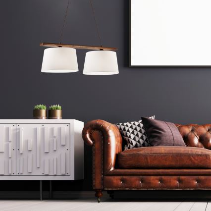 Полилей на кабел AIDA 2xE27/60W/230V Ø 35 см дъб/орех