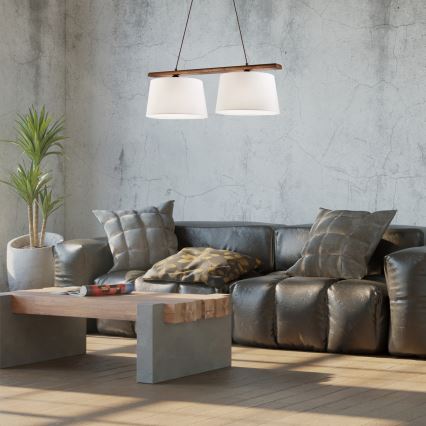 Полилей на кабел AIDA 2xE27/60W/230V Ø 35 см дъб/орех