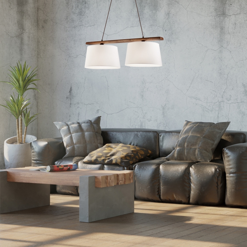 Полилей на кабел AIDA 2xE27/60W/230V Ø 35 см дъб/орех