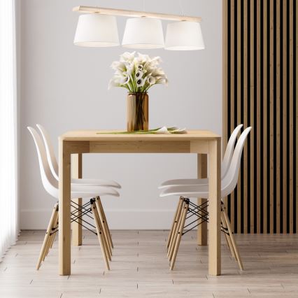 Полилей на кабел AIDA, 3xE27/60W/230V, Ø 25 см, дъб/бял