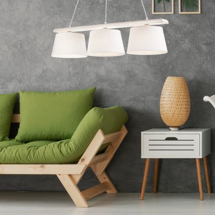 Полилей на кабел AIDA, 3xE27/60W/230V, Ø 25 см, дъб/бял