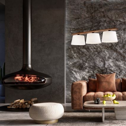 Полилей на кабел AIDA 3xE27/60W/230V, Ø 25 см, дъб/орех