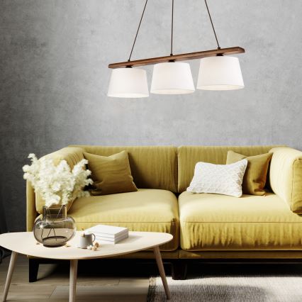 Полилей на кабел AIDA 3xE27/60W/230V, Ø 25 см, дъб/орех