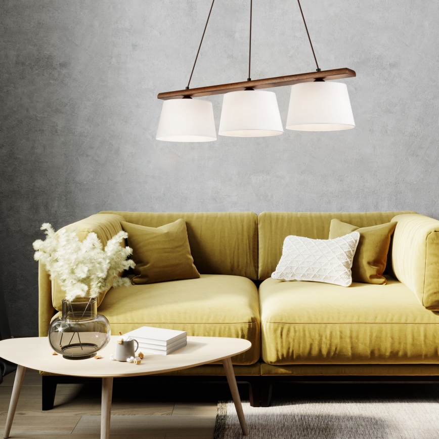 Полилей на кабел AIDA 3xE27/60W/230V, Ø 25 см, дъб/орех